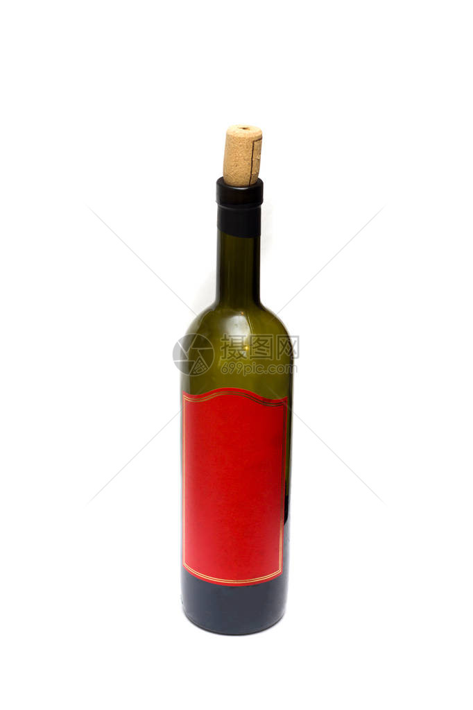 一瓶酒外包装纸在白色背景图片