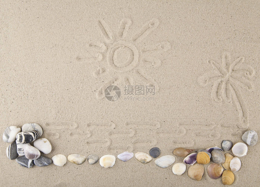 带沙状的贝壳和石头以放松图片