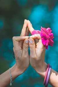 女人手握花朵图片