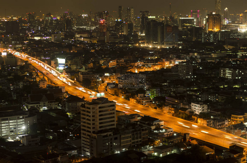 夜城市天际线曼谷泰国图片