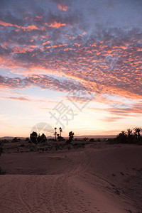 在摩洛哥撒哈拉沙漠上黄日落面色完美图片