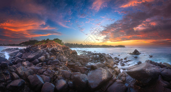 斯里兰卡日落Mirrisa的热带海滩图片