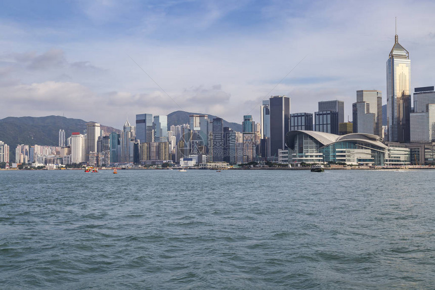 维多利亚港在香港的全景图片