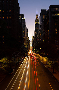 纽约市第42街夜间交通堵塞图片
