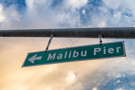 加利福尼亚州马里布码头入口标志图片