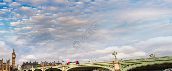 日落时的威斯敏特桥伦敦全景图片