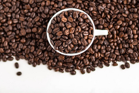 咖啡咖啡豆咖啡在白色杯子爱图片