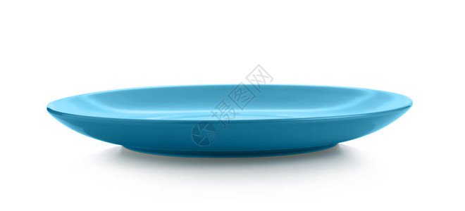 白色背景上的蓝色盘子图片
