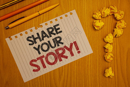 概念手写显示分享你的故事励志电话商务照片文字体验怀旧记忆个人文字记事台图片