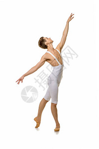 英俊的芭蕾舞艺术家穿体操服装的年轻人工作室拍图片