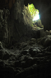 一缕阳光照亮了地下洞穴图片