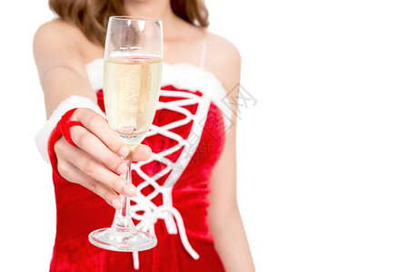 女人给了你一杯酒香槟在白色图片