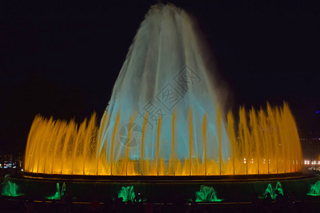 巴塞罗那蒙特惠奇魔法喷泉背景图片