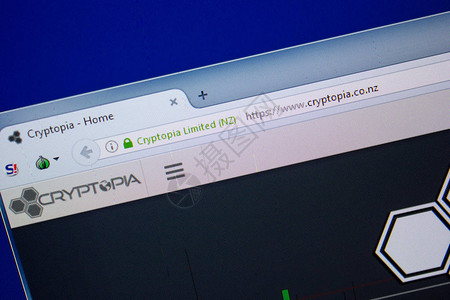Cryptopia网站主页在个人计算机的显示上网址图片