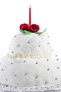 白色棉花糖软多层生日蛋糕图片