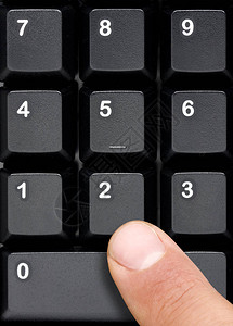 黑色计算机键盘数字键的顶端视图图片