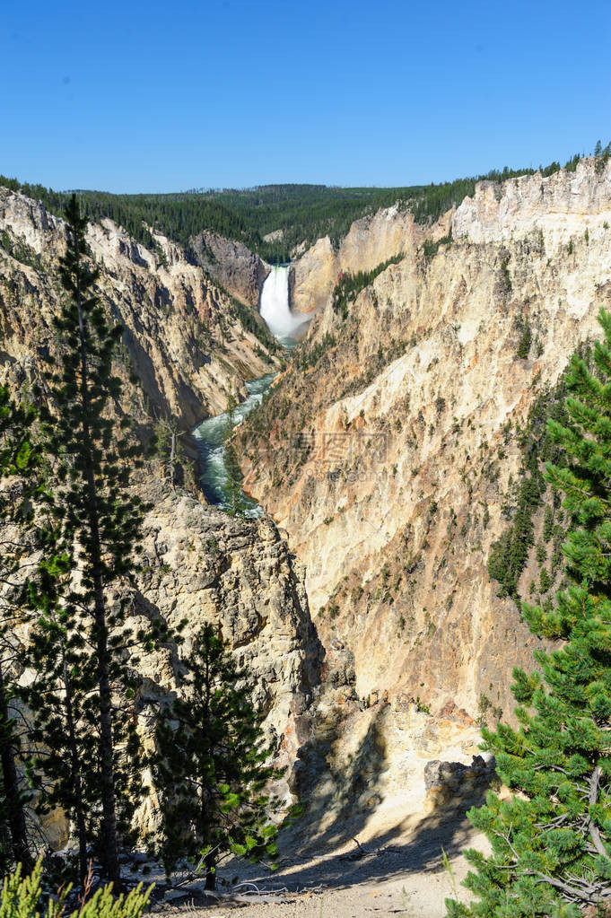 黄石河和峡谷的下瀑布图片