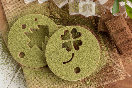 印刷形式的抹茶绿粉图片