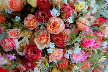 浪漫的玫瑰婚礼花束背景图片