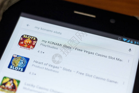赌场网站素材我的KONAMI老虎机平板电脑显示器上的维加斯赌场老虎机背景