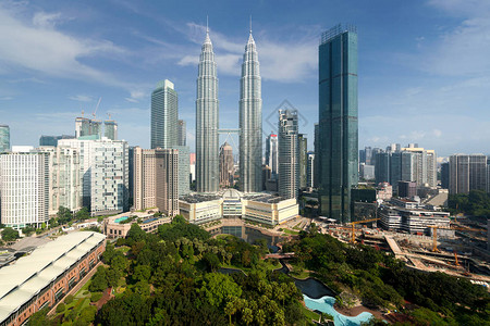 马来西亚吉隆坡市中心商业区吉隆坡城市天际线和摩天大楼的建筑图片