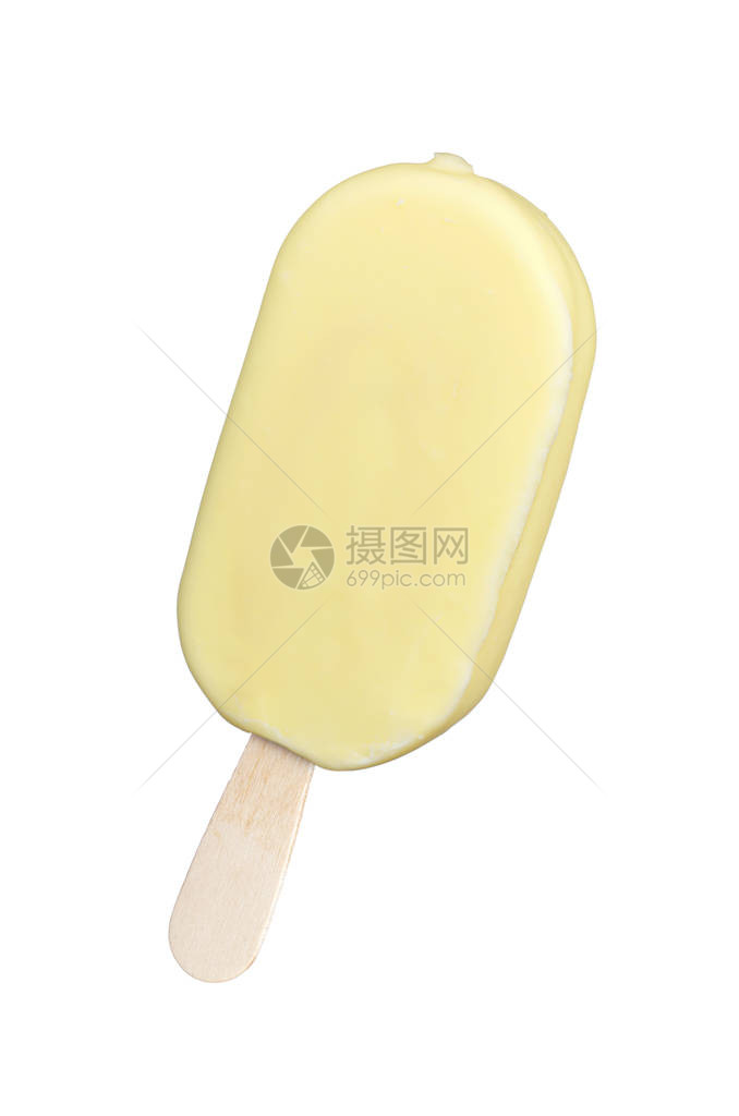 一根棍子上柠檬冰淇淋中的奶油冰淇淋图片