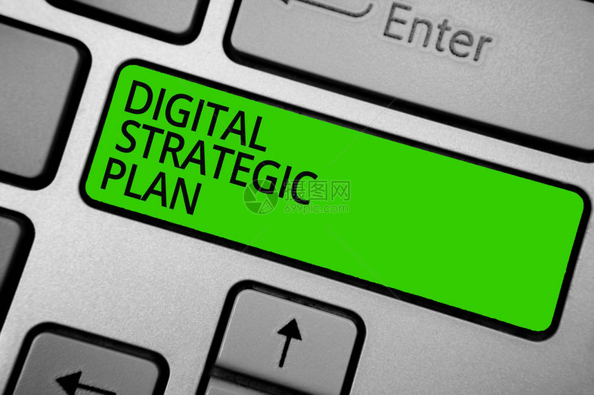 文字书写文本数字战略计划为营销产品或牌创建计划的商业概念键盘绿色按钮击键打字工作使用计图片
