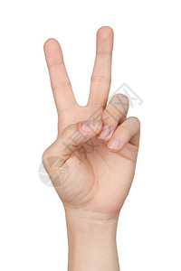 人手形成一个胜利或和平的象征图片
