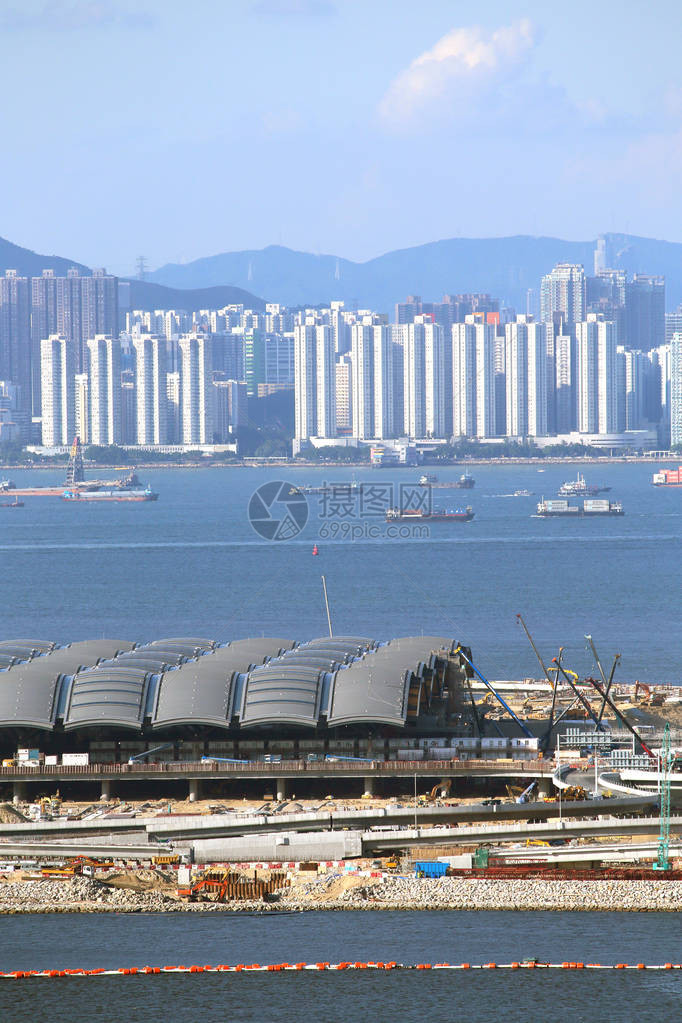 2017日在香港的珠海澳门香港大桥机场湾建设机场湾正在进行填海工程图片