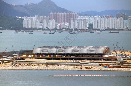 荔枝湾涌2017日在香港的珠海澳门香港大桥机场湾建设机场湾正在进行填海工程背景