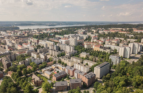 芬兰中部小镇坦佩雷的鸟瞰图图片