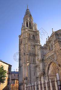 西班牙历史城镇托莱多著名大教堂塔图片
