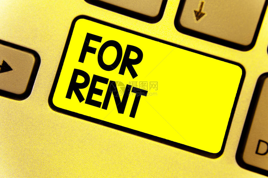 写笔记显示出租商业照片展示当您临时购买财产时键盘黄色意图创建计算机图片