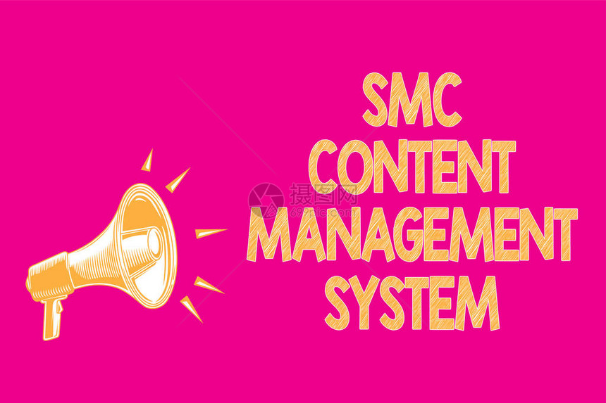 显示Smc内容管理系统的文本符号概念照片漫画创作和修改帖子扩音器扬声器粉红色背景重要图片