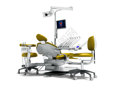 现代金制牙椅和带背光的软盘以及3D工作监测仪表图片