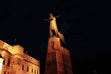 立陶宛维尔纽斯大教堂广场著名的Gediminas大公纪念图片