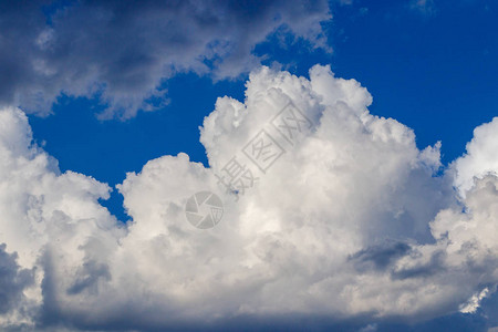 美丽的白云映衬着蓝天特写图片