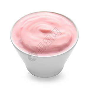 碗有美味的草莓酸奶图片