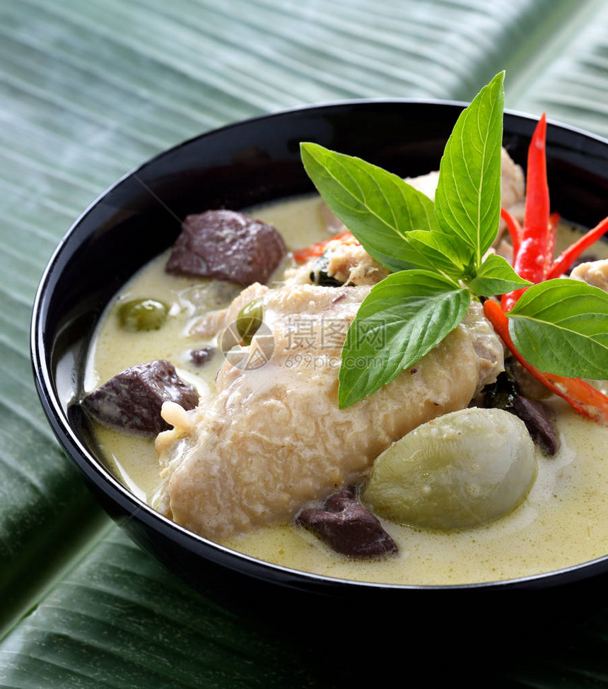 绿咖喱鸡泰国菜图片