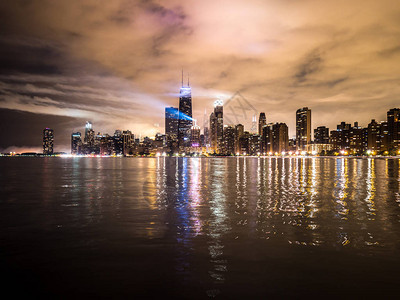 美丽的芝加哥夜景照片图片