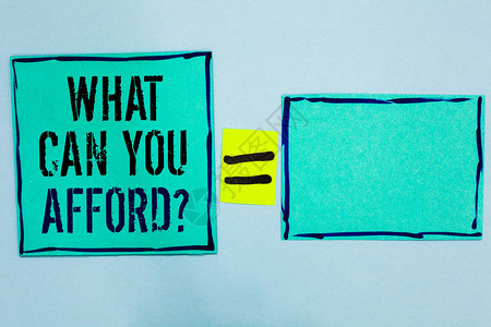 写文字本你能问什么Affford问题给我们预算资金的商业概念Blacklined绿色粘贴纸空白图片