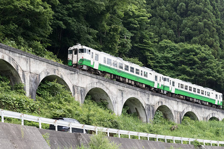 福岛省夏季的塔达米铁路线T图片