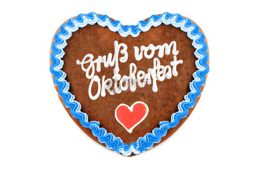 Oktoberfest姜饼心用德国语的词句问候由在白图片