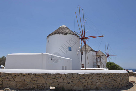 米科诺斯乔拉岛的风车艺术历史建筑2018年7月3日希腊米图片