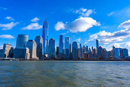 从美国纽约市哈德逊河看曼哈顿下城纽约图片