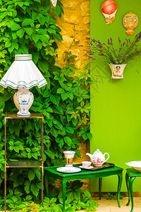 法国普罗旺斯的绿色乡村风格装饰花盆迷图片