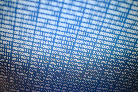 蓝色二进制代码二进制数据块区块链概念蓝色背景与计算机数字二进制代码位图片