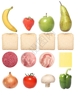一套不同的食物图片