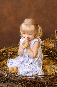 金发女孩鸡在谷仓在天主教图片