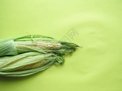 成熟的天然玉米芯健康饮食环保产品有机食品样式顶视图组对背景图片